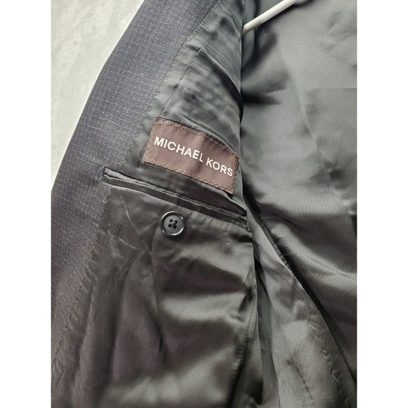 Michael Kors Blazer Jacket Mens Size 12 Dark‎ Gray Blue Single Breasted 2 Button - Picture 9 of 11